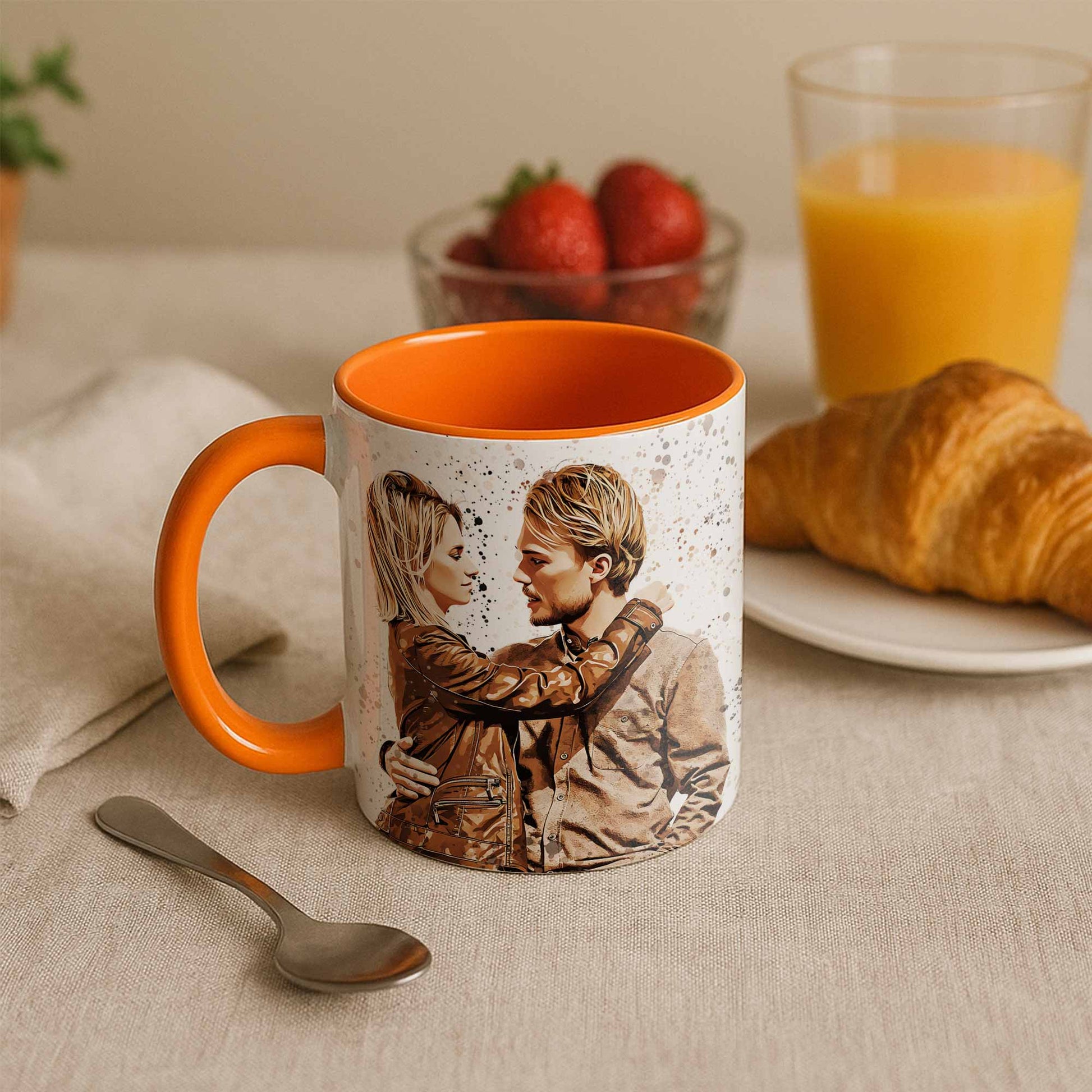 Custom Couple Illustration Mug, Turn Photo to Art, Accent Coffee Mug (11, 15oz) - BeUnikArt