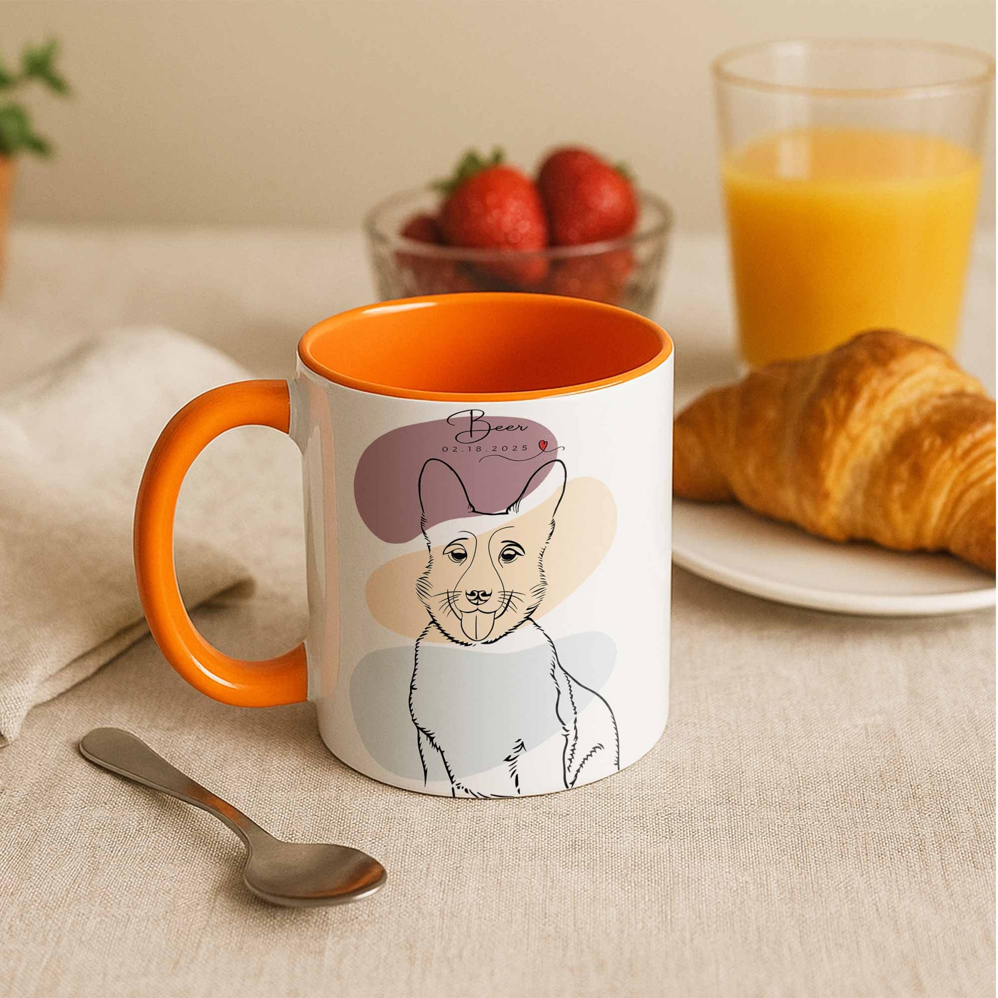 Custom Pet Portrait Minimalist Line Drawing for Pet Lovers, Turn Art Photo Gift, Accent Coffee Mug (11, 15oz) - BeUnikArt