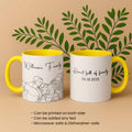 Personalized Couple Family Drawing Line Art, Meaningful Anniversary or Date Gift, Accent Coffee Mug (11, 15oz) - BeUnikArt