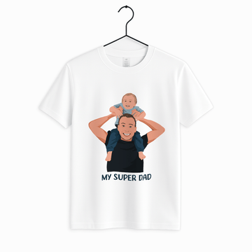 Personalized Turn Photo To Art Illustration Drawing, Dad Potrait Photo Fathers Day Gift Unisex Crewneck T-shirt S - 5XL - BeUnikArt