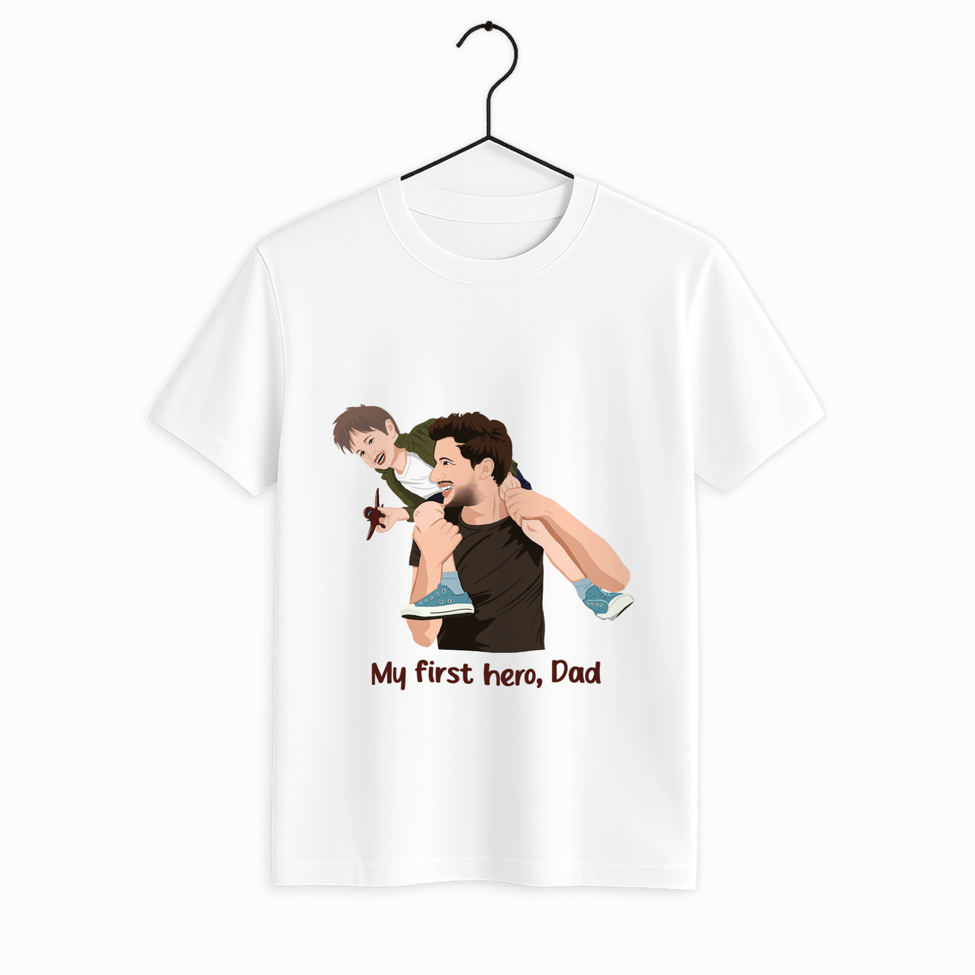 Customized Portrait to Art, Custom Gift Turn Art Picture For Dad, Memorial Fathers Day Unisex Crewneck T-shirt S-5XL-BeUnikArt