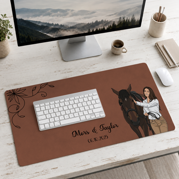 Personalized Pet Photo to Illustration Desk Mat with Custom Text
