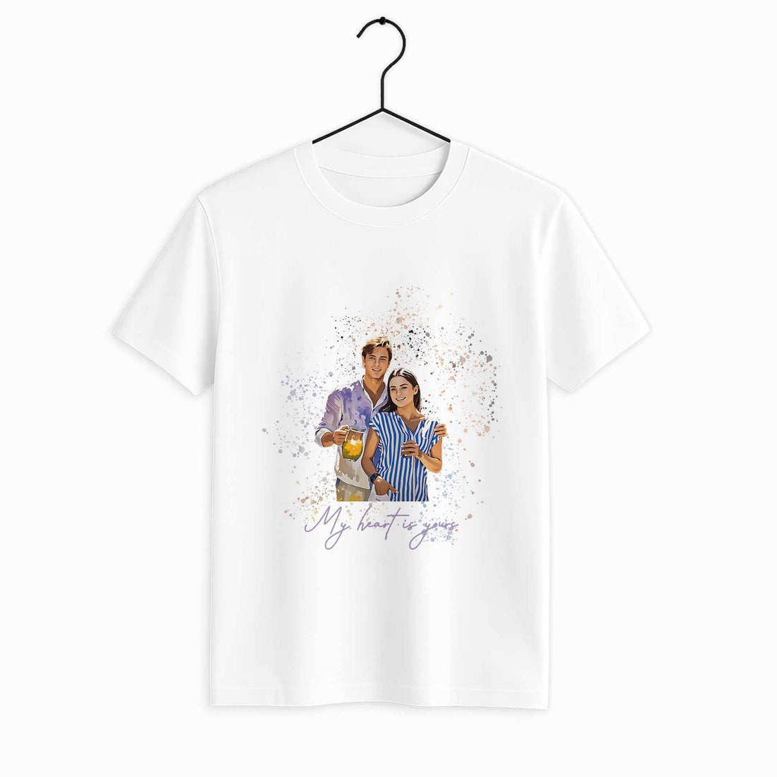 Custom Your Sweet Moment Into Illustration Art, Romantic Couple Unisex Crewneck T-shirt S-5XL