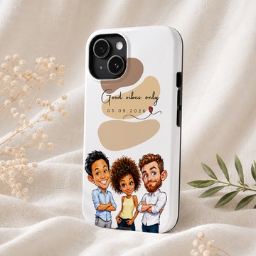 Personalized Friend Caricature Tough Phone Case with Custom Text