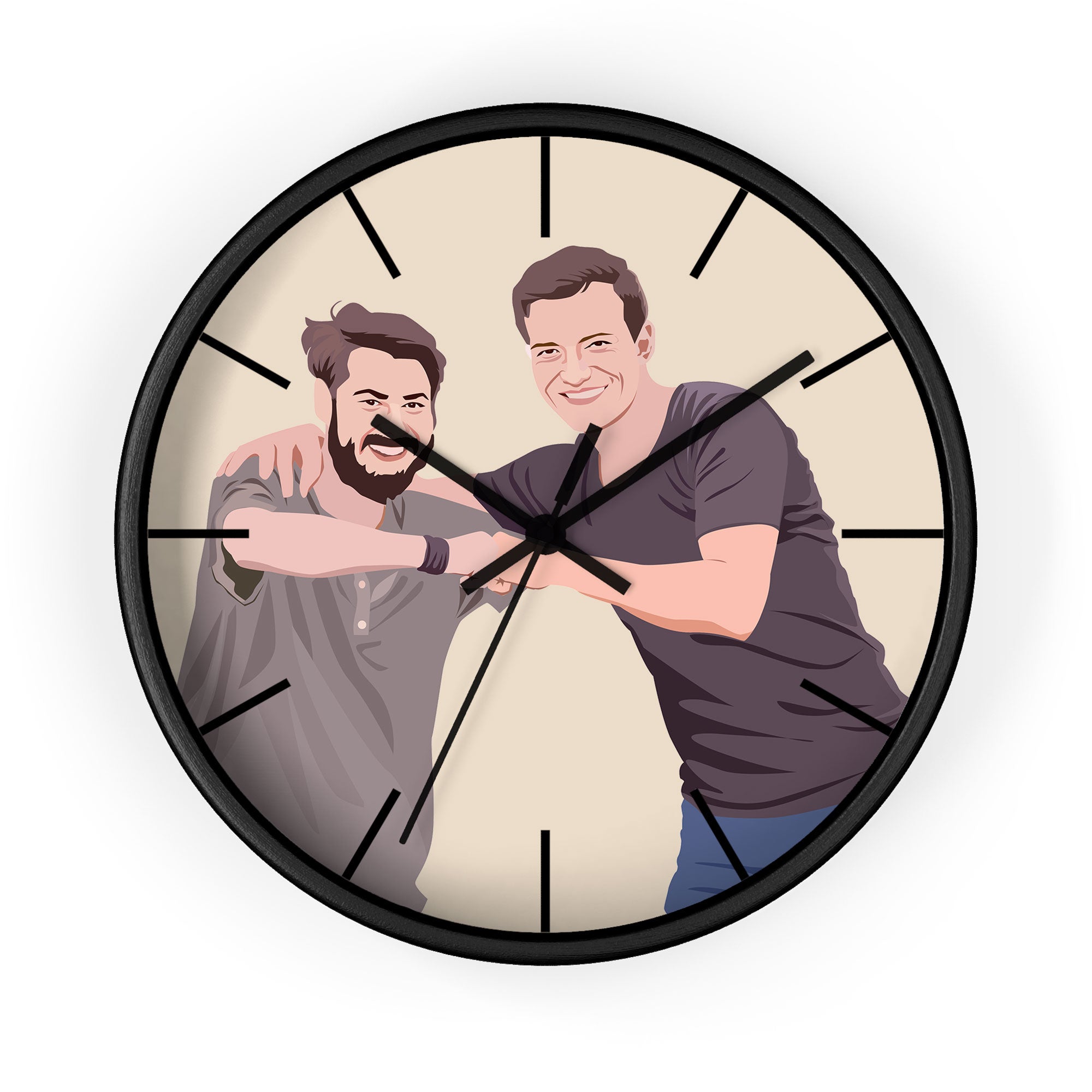 Custom Transform Photo into Art Best Friend Portrait Wall Clock Digital Art Style Thoughtful Friendship Gift