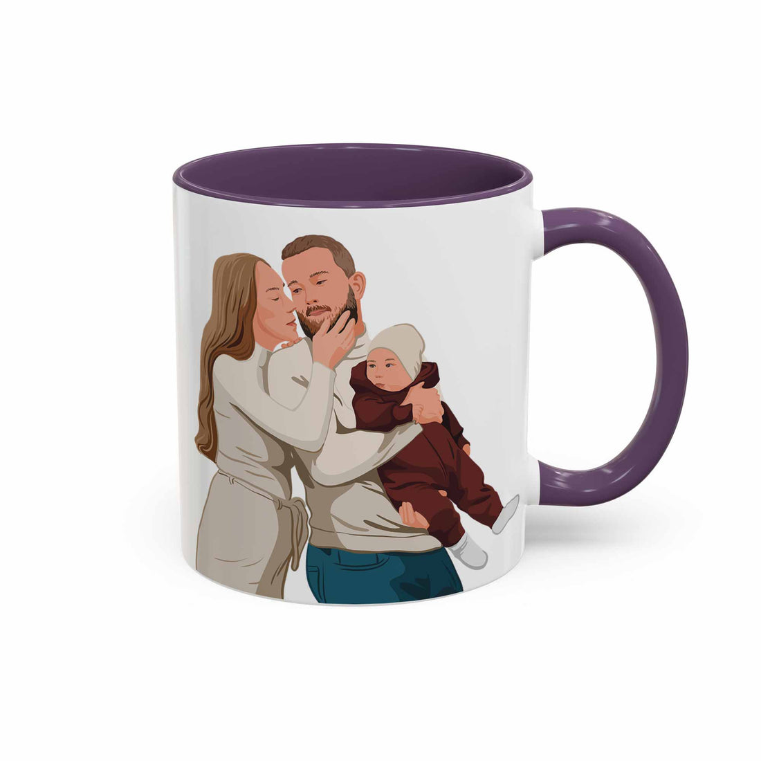 Personalized Family Portrait from Photo, Custom Illustrated Art on Mug, Anniversary Accent Coffee Mug (11, 15oz)-BeUnikArt