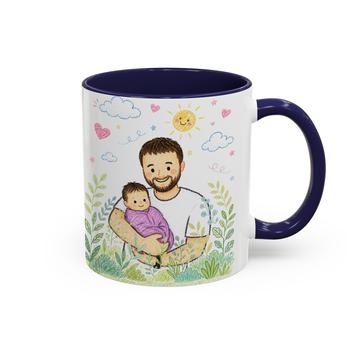 Personalized With Dad Photo to Crayon Doodle Accent Mug with Custom Text - 11, 15 oz