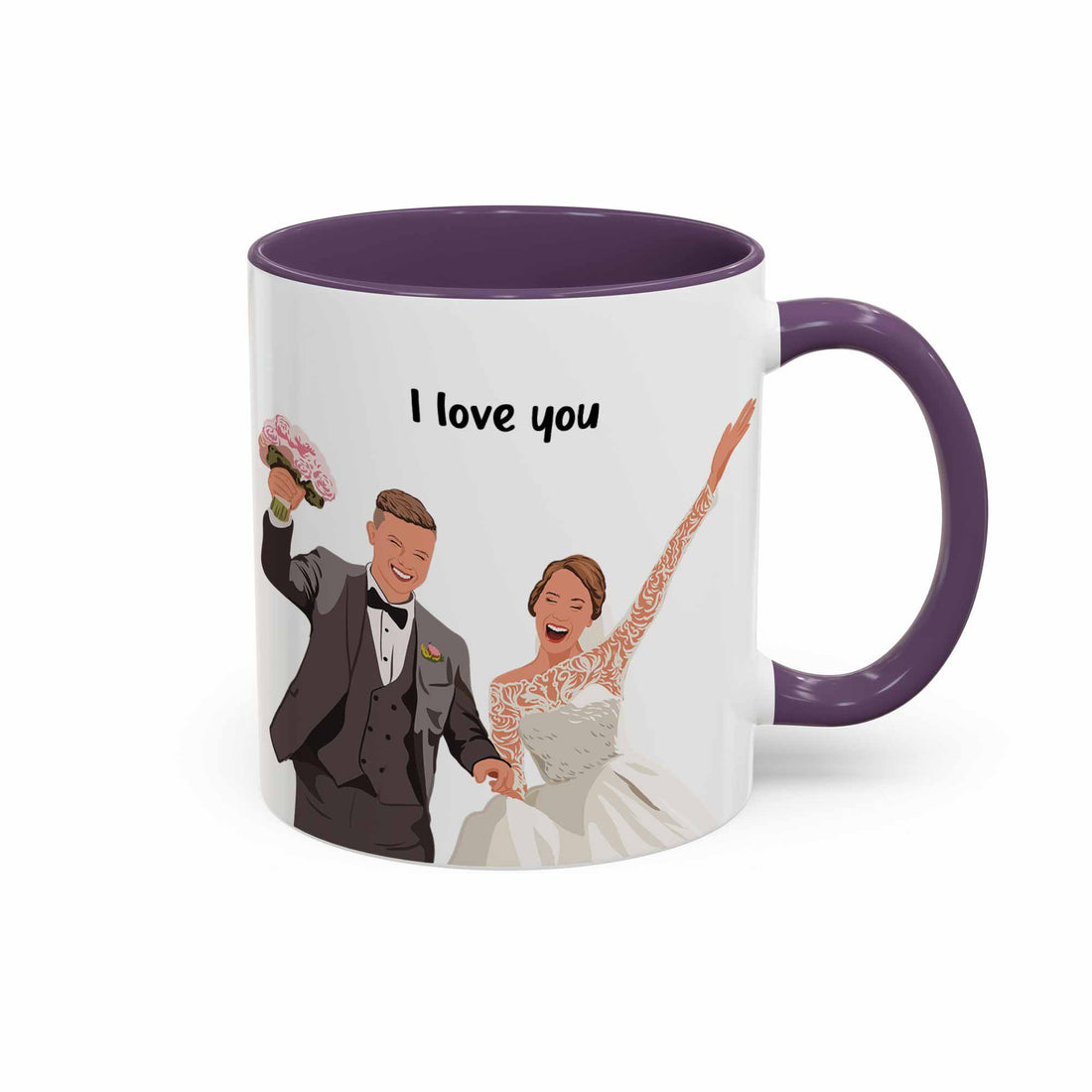Personalized Wedding Illustration Art, Unique Gift for Newlyweds, Wedding Anniversary Accent Coffee Mug (11, 15oz)-BeUnikArt