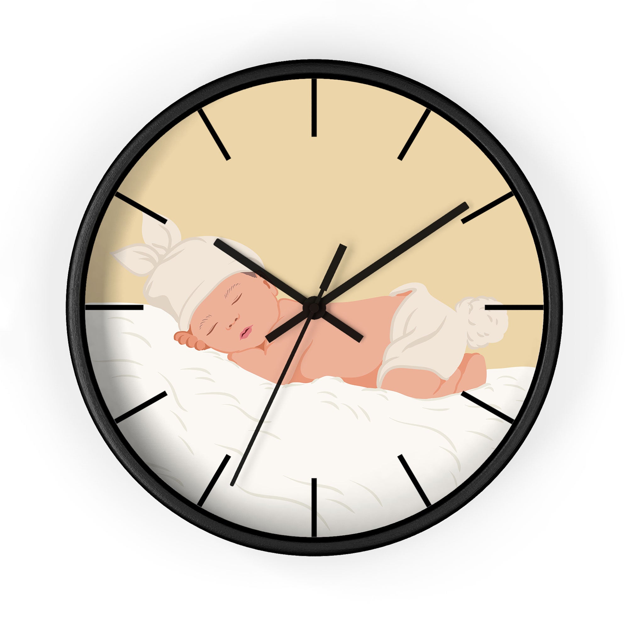 Custom Photo to Painting Baby Portrait Wall Clock Illustration Style Newborn Keepsake