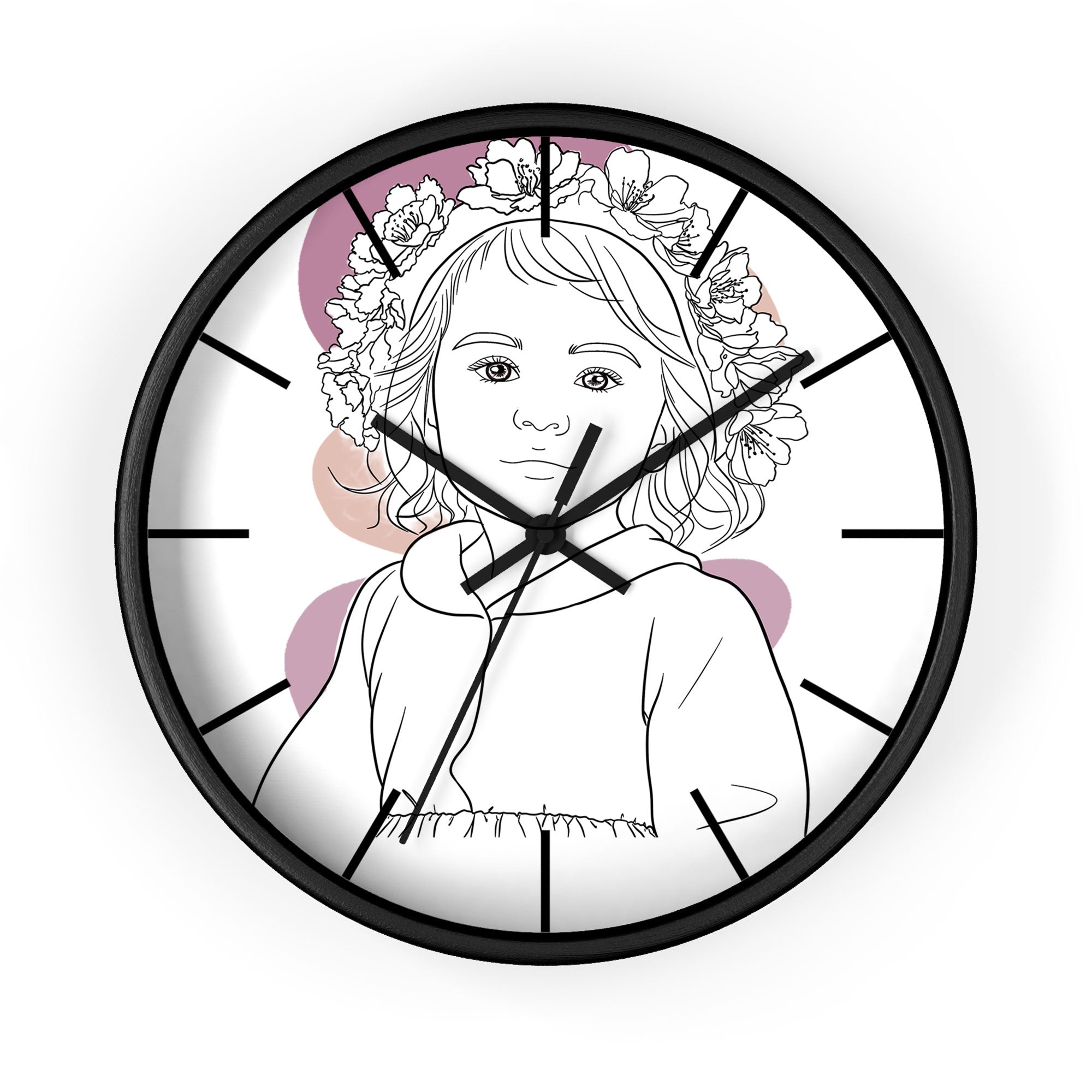 Customized Line Art from Photo Baby Portrait Wall Clock Hand-Drawn Style Newborn Keepsake