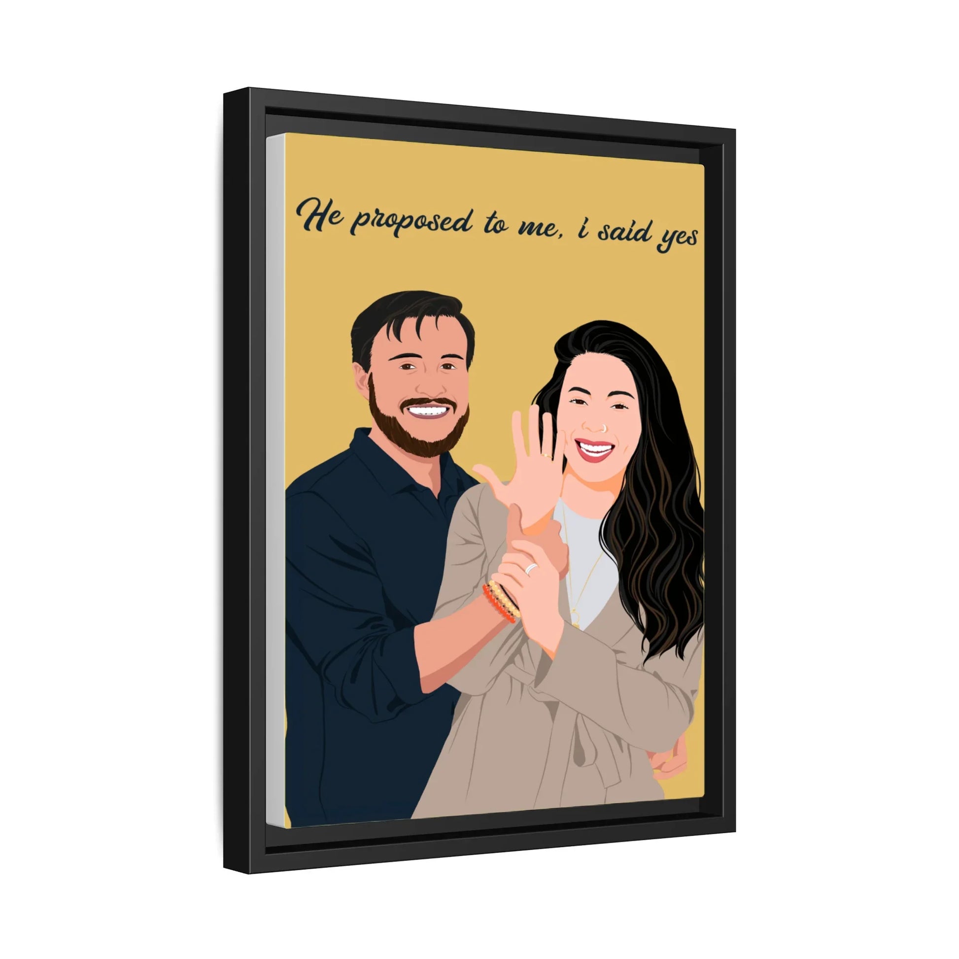 Personalized Couple Illustration Anniversary Gift, Custom Portrait from Photo on Canvas-BeUnikArt