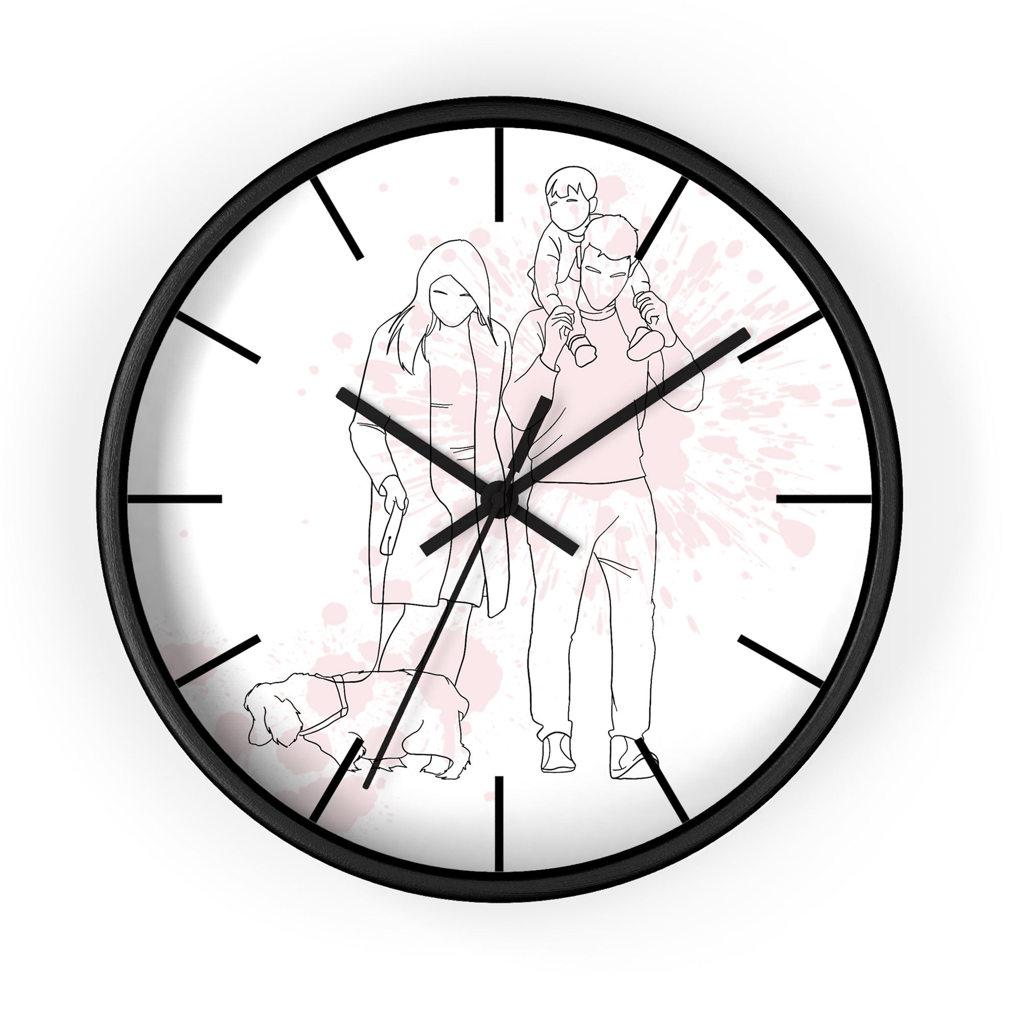 Personalized Photo to Line Art Family Portrait Wall Clock Hand-Drawn Style Gift for Father, Mother's Day, or Anniversary