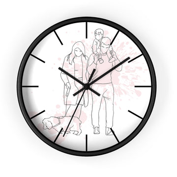 Personalized Photo to Line Art Family Portrait Wall Clock Hand-Drawn Style Gift for Father, Mother's Day, or Anniversary