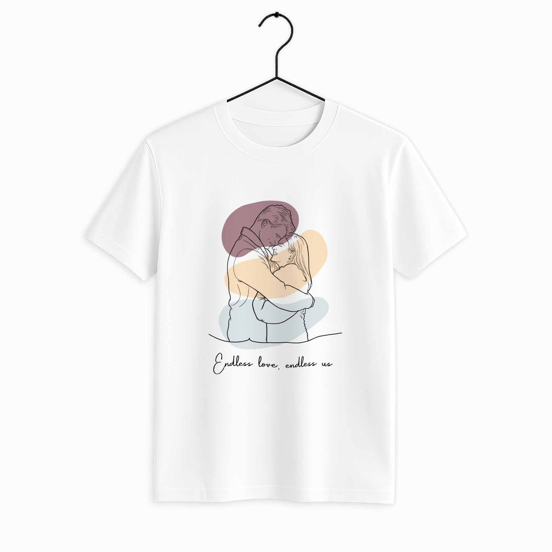Customized Couple Portrait Photo to Line Art, Lovely Anniversary Gift Unisex Crewneck T-shirt S-5XL