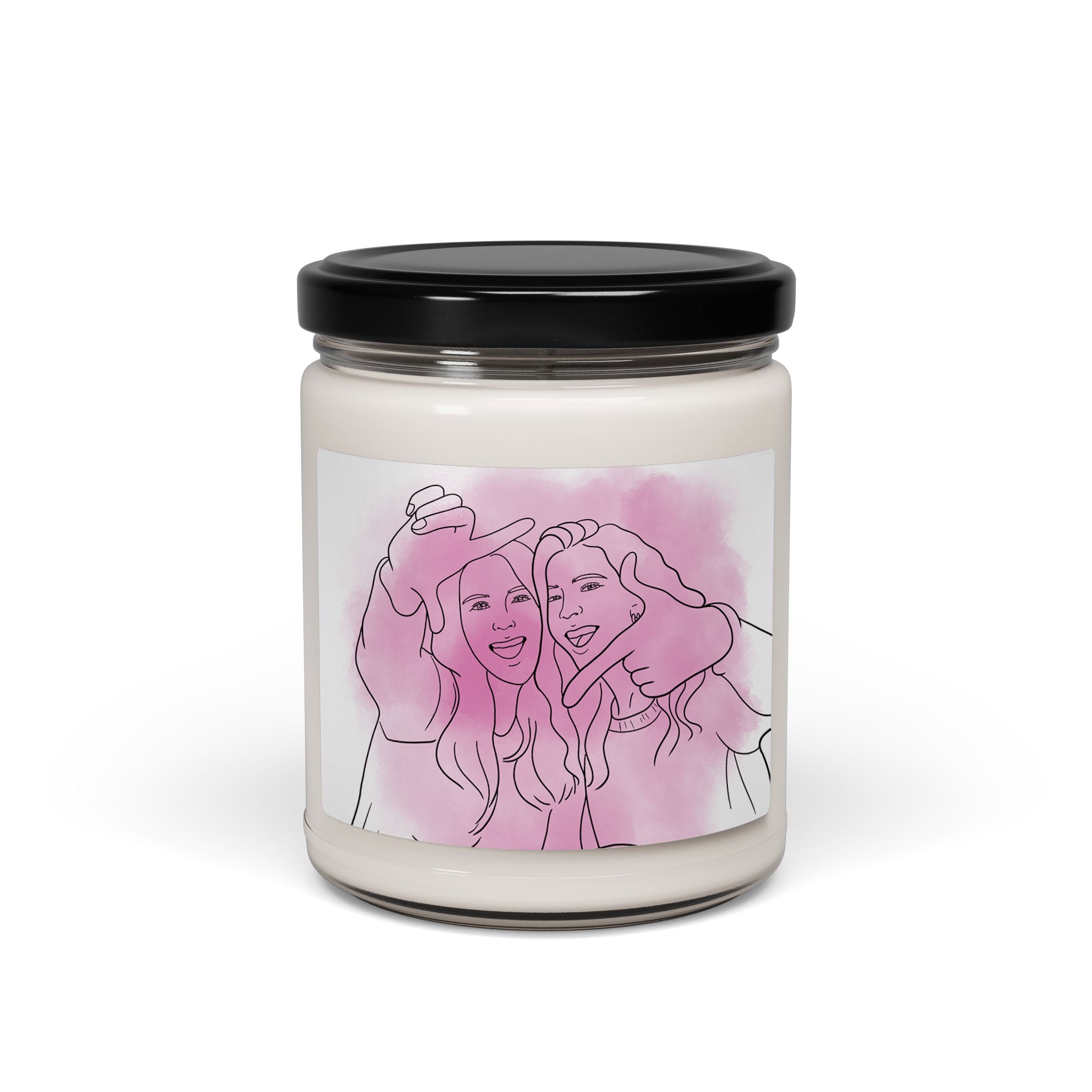 Personalized Line Art from Photo Friendship Picture 9oz. Scented Soy Candle Minimalist Style Keepsake Friendship Gift