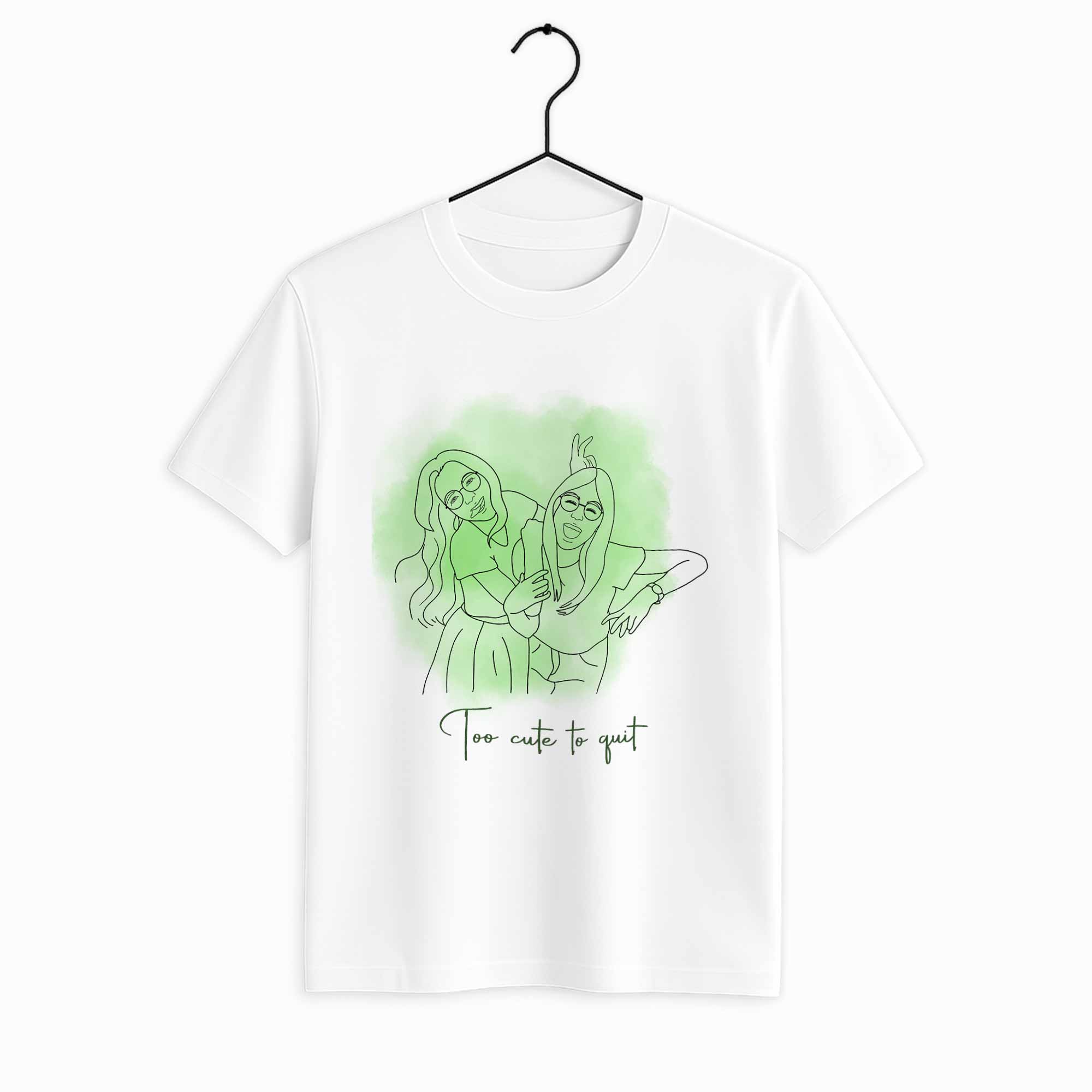 Personalized Friendship Line Art from Photo, Best Friend Gift Unisex Crewneck T-shirt S-5XL
