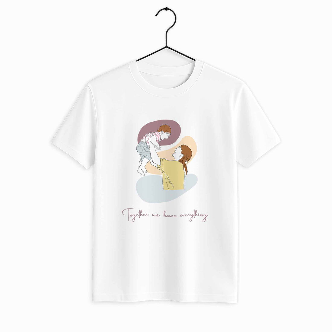 Customized Mom and Baby Dad and Kids Photo Turn to Doodle Art Style, Family Gift Anniversary Unisex Crewneck T-shirt S-5XL