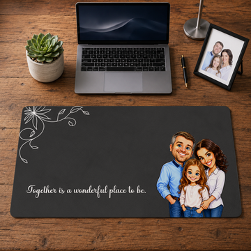 Personalized Photo to Cartoon Family Portrait Desk Mat