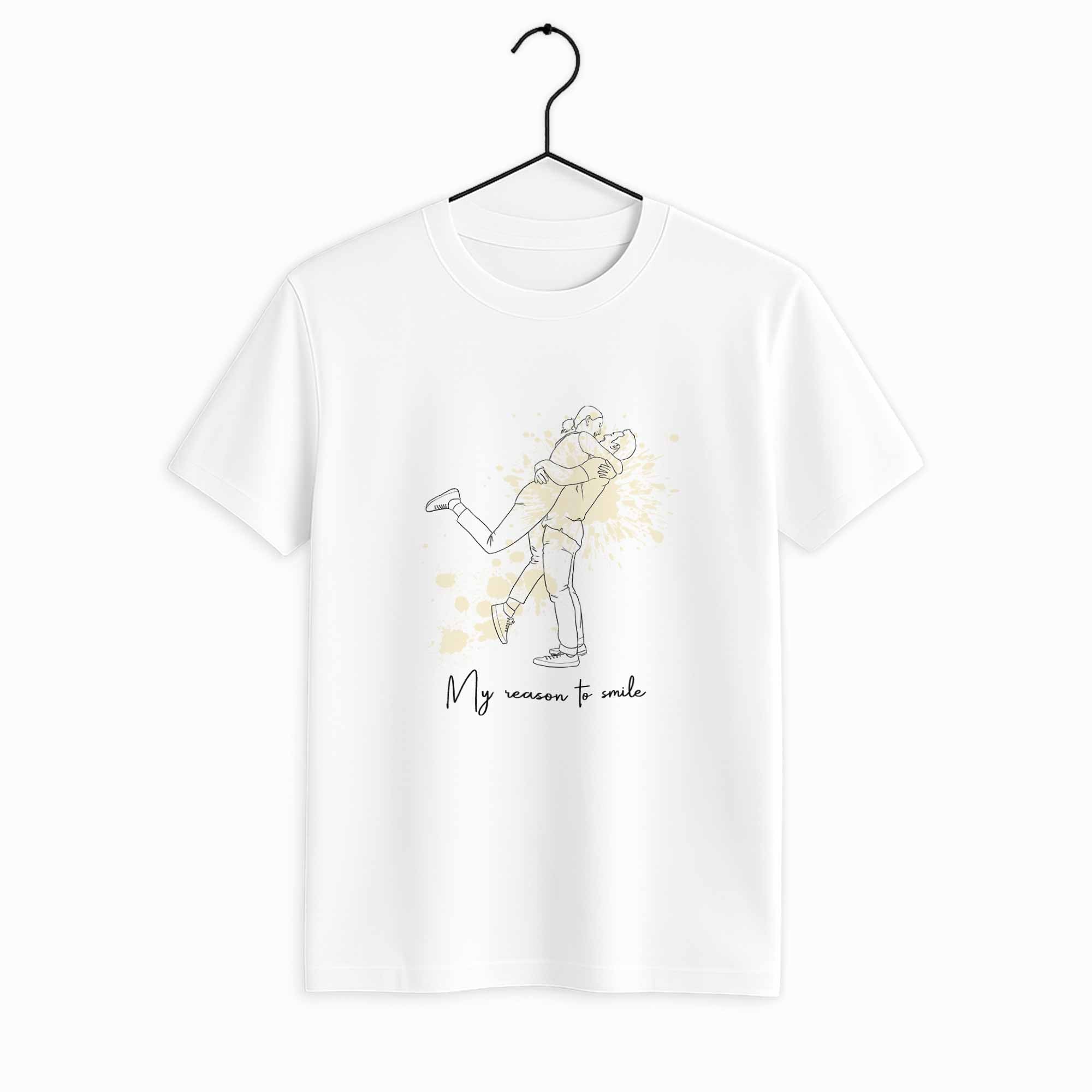 Personalized Family Photo Line Art Anniversary Gift, Custom Father's Day Mother's Day Gift Unisex Crewneck T-shirt S-5XL