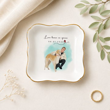 Personalized Pet Trinket Dish with Custom Text, Photo to Illustration Jewelry Dish for Dog Cat Horse Owners