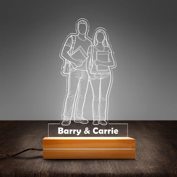 Personalized Best Friend Line Art Night Light - Custom Bestie Minimalist Lamp, Heartfelt Friendship Gift & Room Decor Keepsake