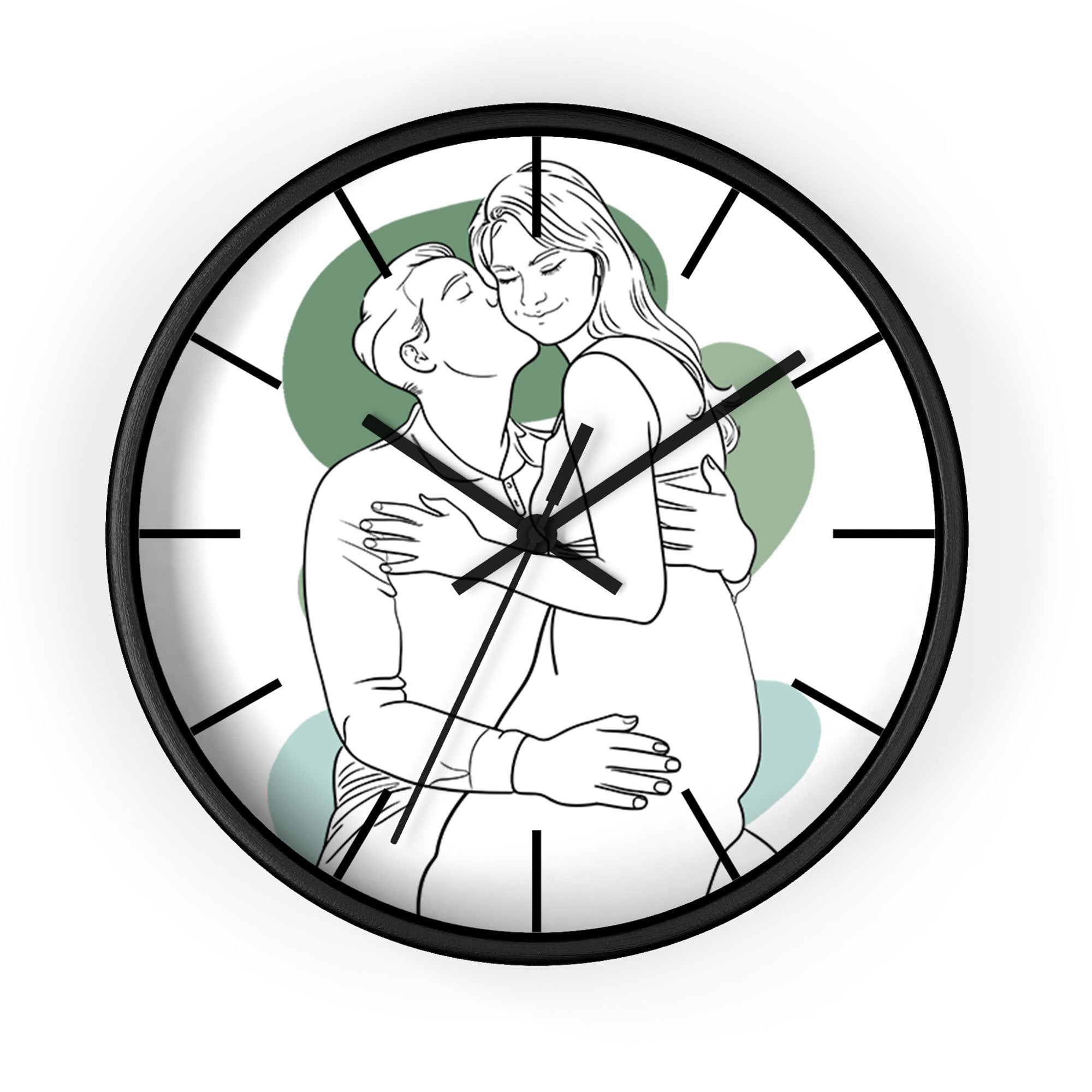 Customized Photo to Line Art Couple Portrait Wall Clock Hand-Drawn Style Lovely Anniversary Gift