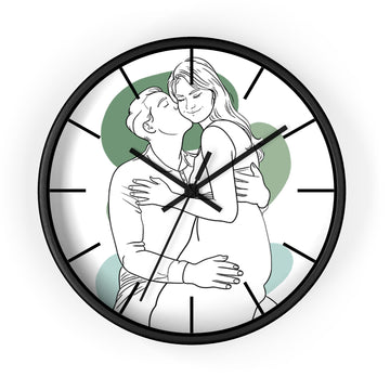 Customized Photo to Line Art Couple Portrait Wall Clock Hand-Drawn Style Lovely Anniversary Gift