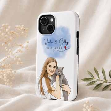 Personalized Multi Pet Owner Water Color Doodle Tough Phone Case with Custom Text