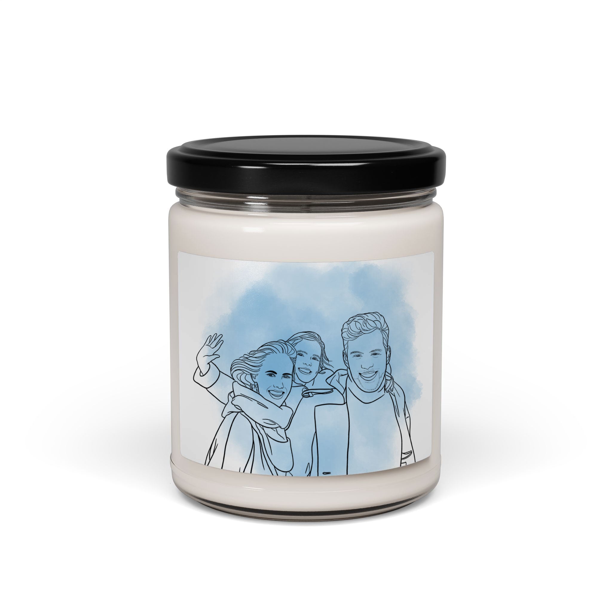 Personalized Line Art from Photo Family Picture 9oz. Scented Soy Candle Minimalist Style Couple Anniversary or Family Gift