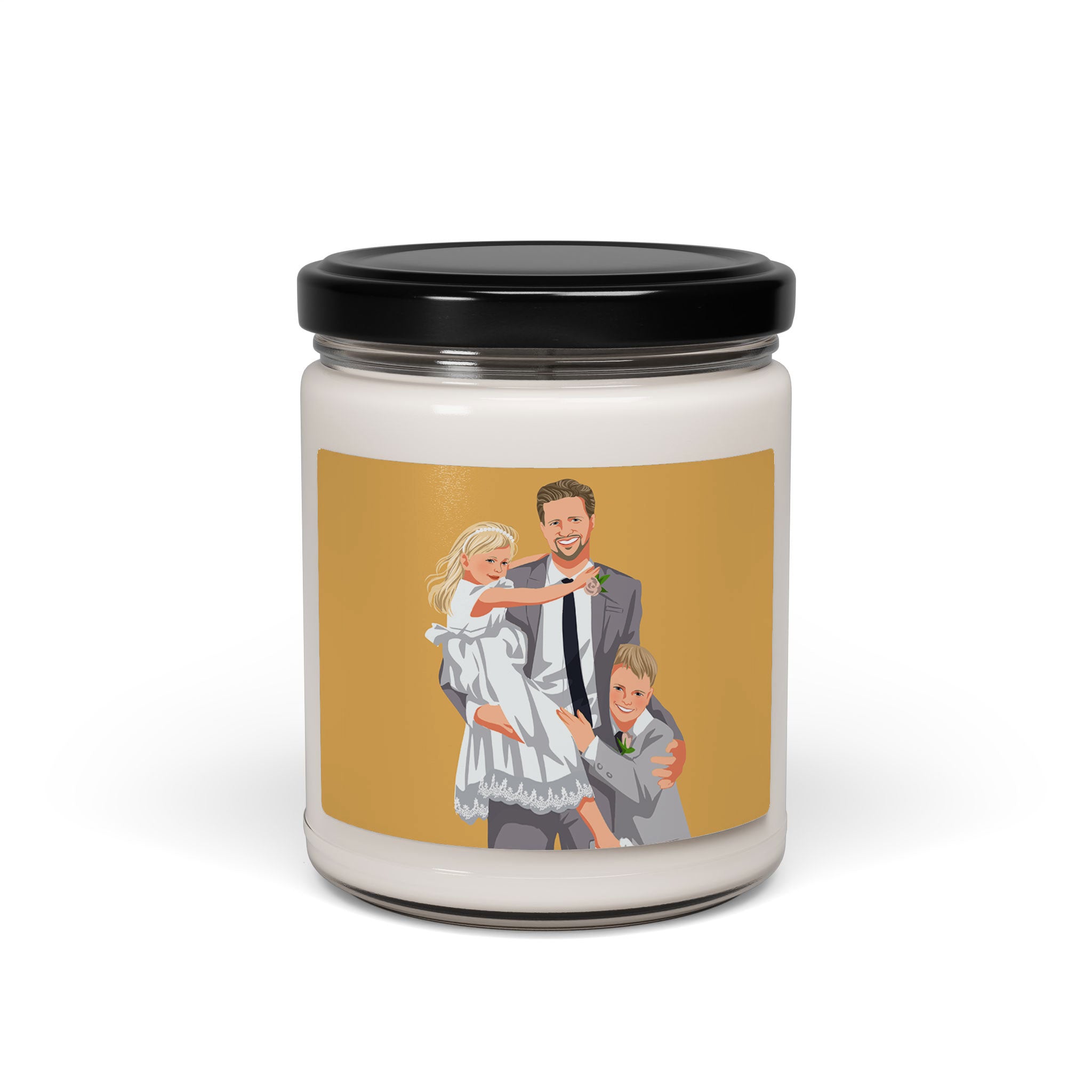Customized Photo to Painting Family Portrait 9oz. Scented Soy Candle Digital Art Style Father's Day Gift