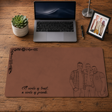 Personalized Photo to Line Art Friendship Gift Desk Mat