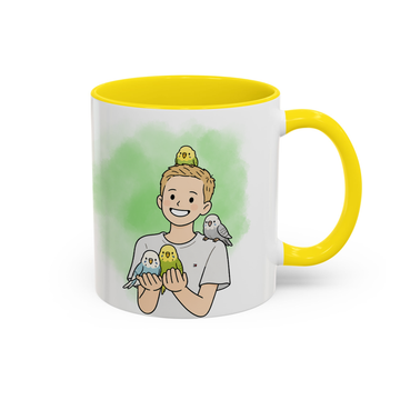 Custom Pet Parent Photo to Funny Doodle Accent Mug with Personalized Text  - 11, 15 oz