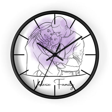 Personalized Photo to Line Art Family Portrait Wall Clock Minimalist Style Gift for Father, Mother's Day, or Anniversary