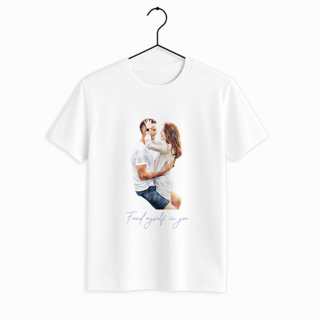 Personalize Your Love Photo To Art, Turn Your Couple Photo Portrait to Watercolor Style Unisex Crewneck T-shirt S-5XL