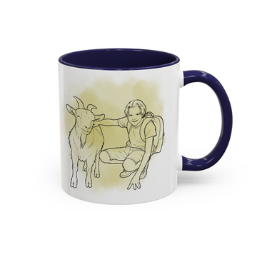 Personalized Pet and Owner Detailed Line Art Accent Mug with Custom Text, Custom Pet Portrait Gift