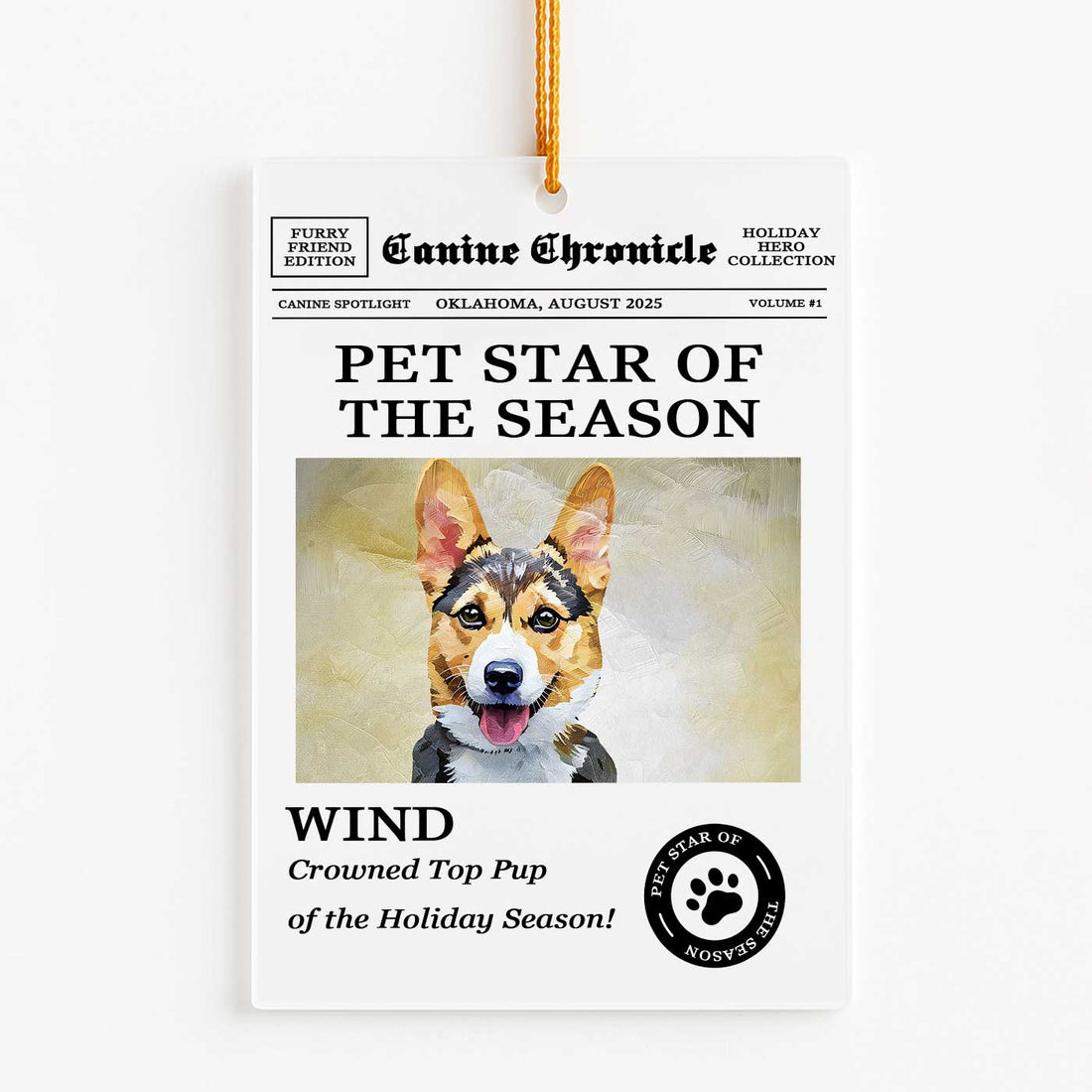Paws & Tails - Pet Star of the Season - Custom Acrylic Photo Ornament