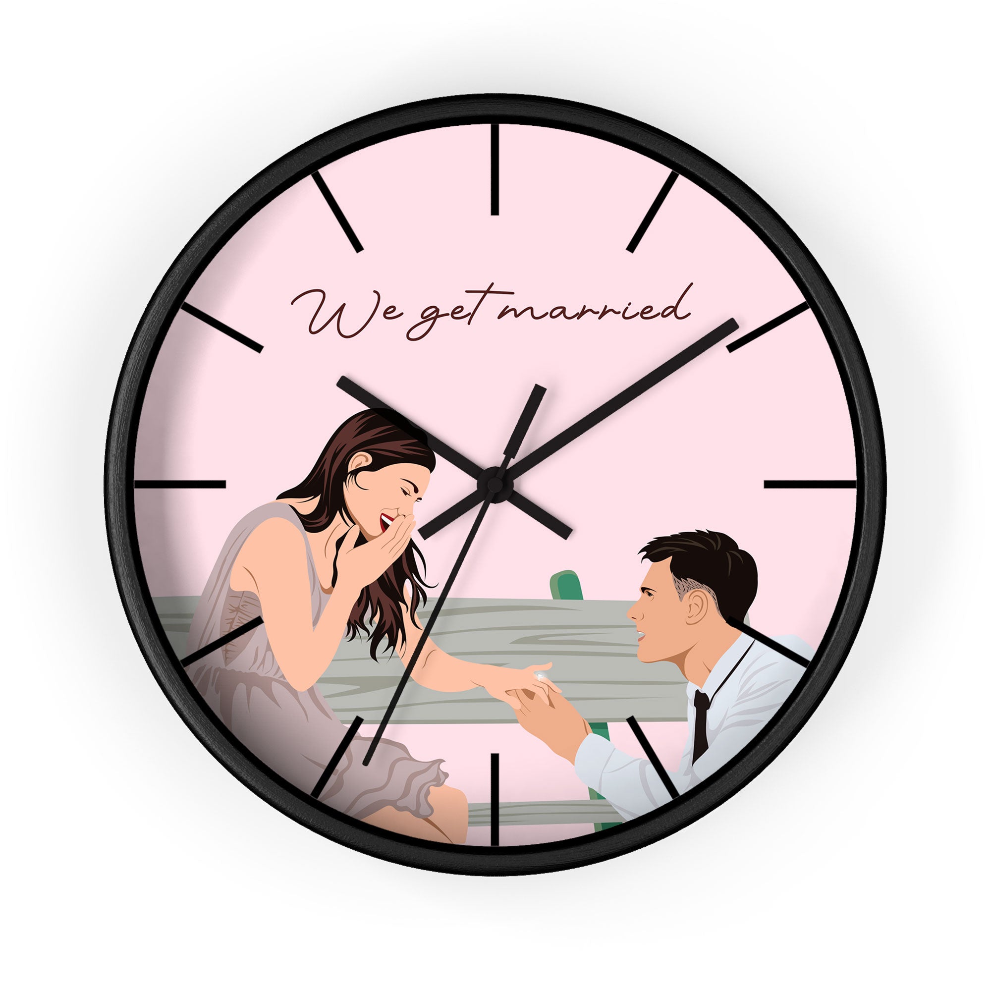 Personalized Photo to Illustration Couple Portrait Wall Clock Digital Art Style Romantic Anniversary Gift