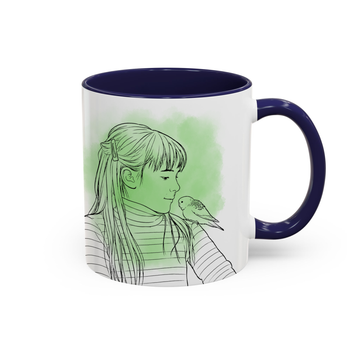 Personalized Pet & Owner Photo to Detailed Line Art Accent Mug with Custom Text - 11, 15 oz