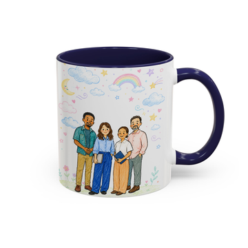 Personalized Friend Photo to Crayon Doodle Accent Mug with Custom Text - 11, 15 oz