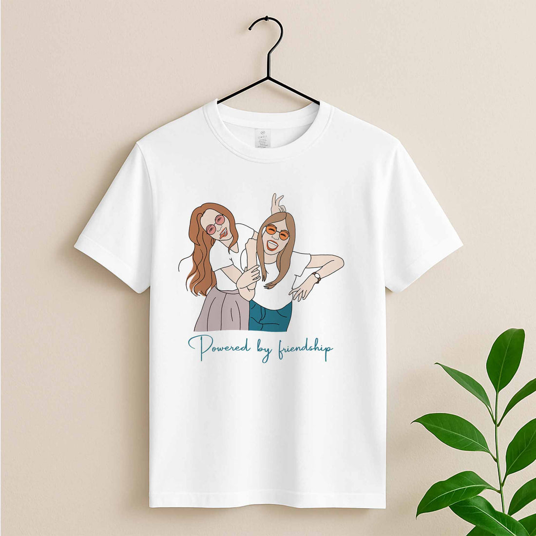 Personalized Friendship Doodle Art from Photo, Best Friends Gift, Friend Anniversary, Birthday Present Unisex Crewneck T-shirt S-5XL