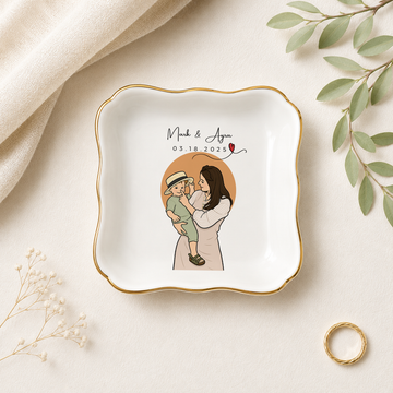 Personalized Mother Photo Funny Doodle Trinket Dish with Custom Text, Custom Mom Keepsake Gift