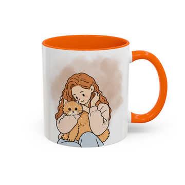 Custom Dog Cat Pet Owner Funny Doodle Accent Mug with Personalized Text  - 11, 15 oz