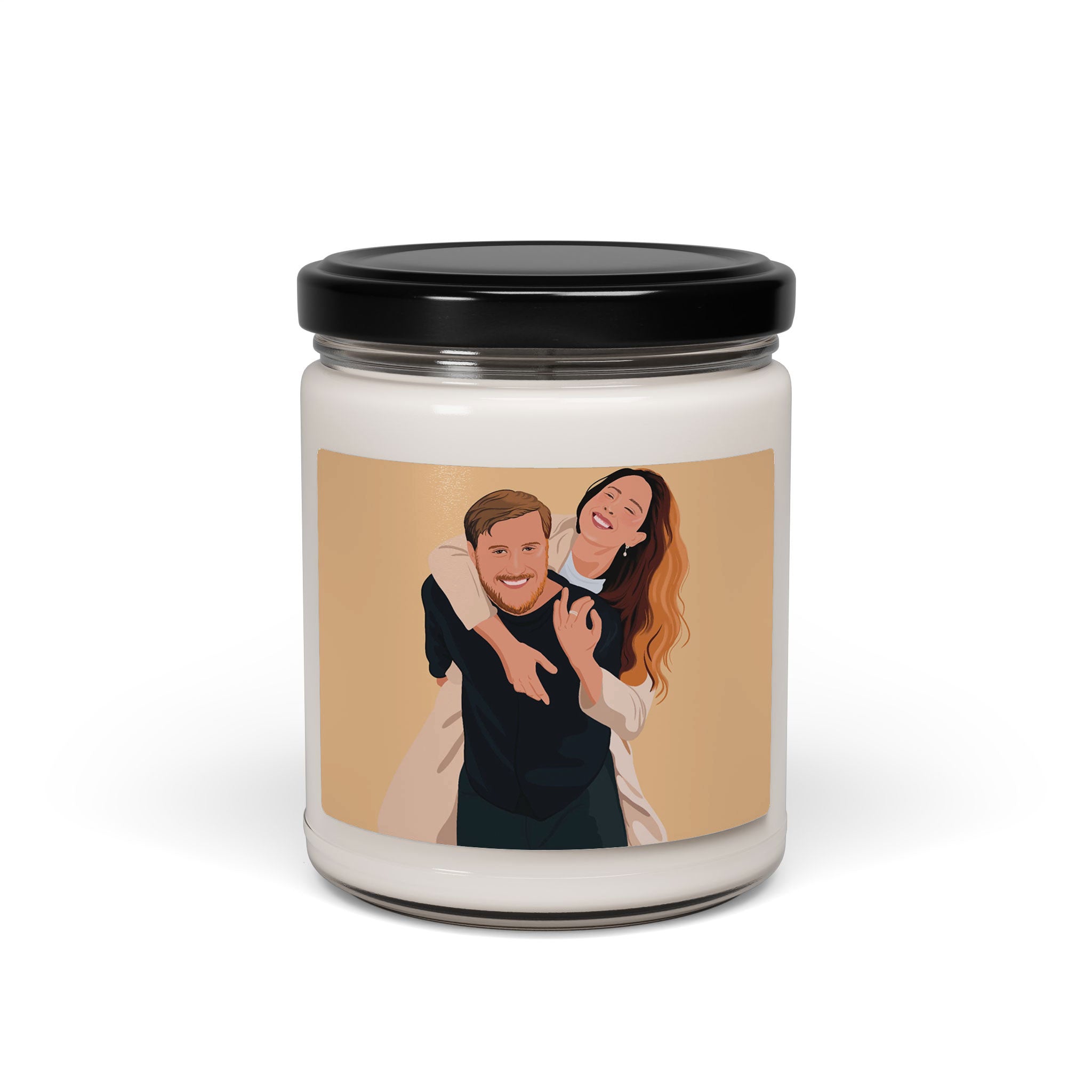 Personalized Illustration from Photo Couple Portrait 9oz. Scented Soy Candle Digital Art Style Romantic Anniversary Gift