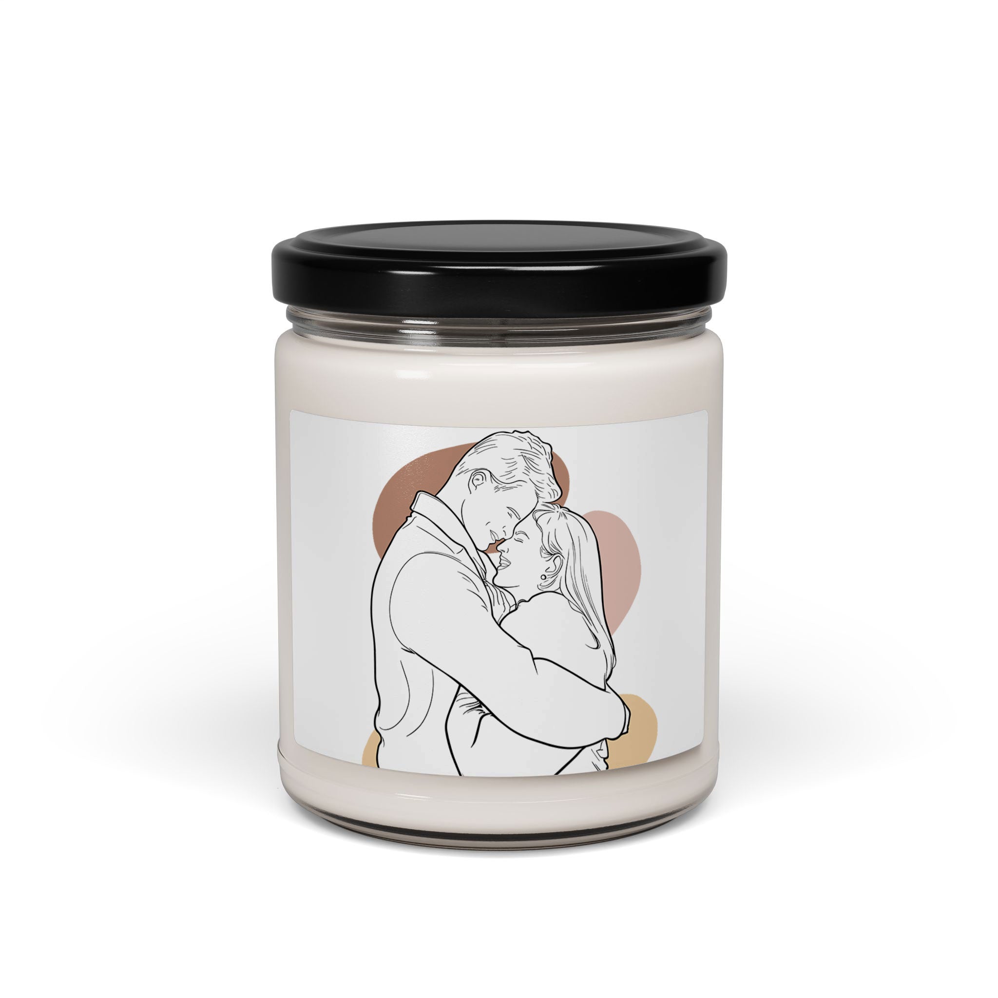 Customized Photo to Line Art Couple Portrait 9oz. Scented Soy Candle Hand-Drawn Style Lovely Anniversary Gift