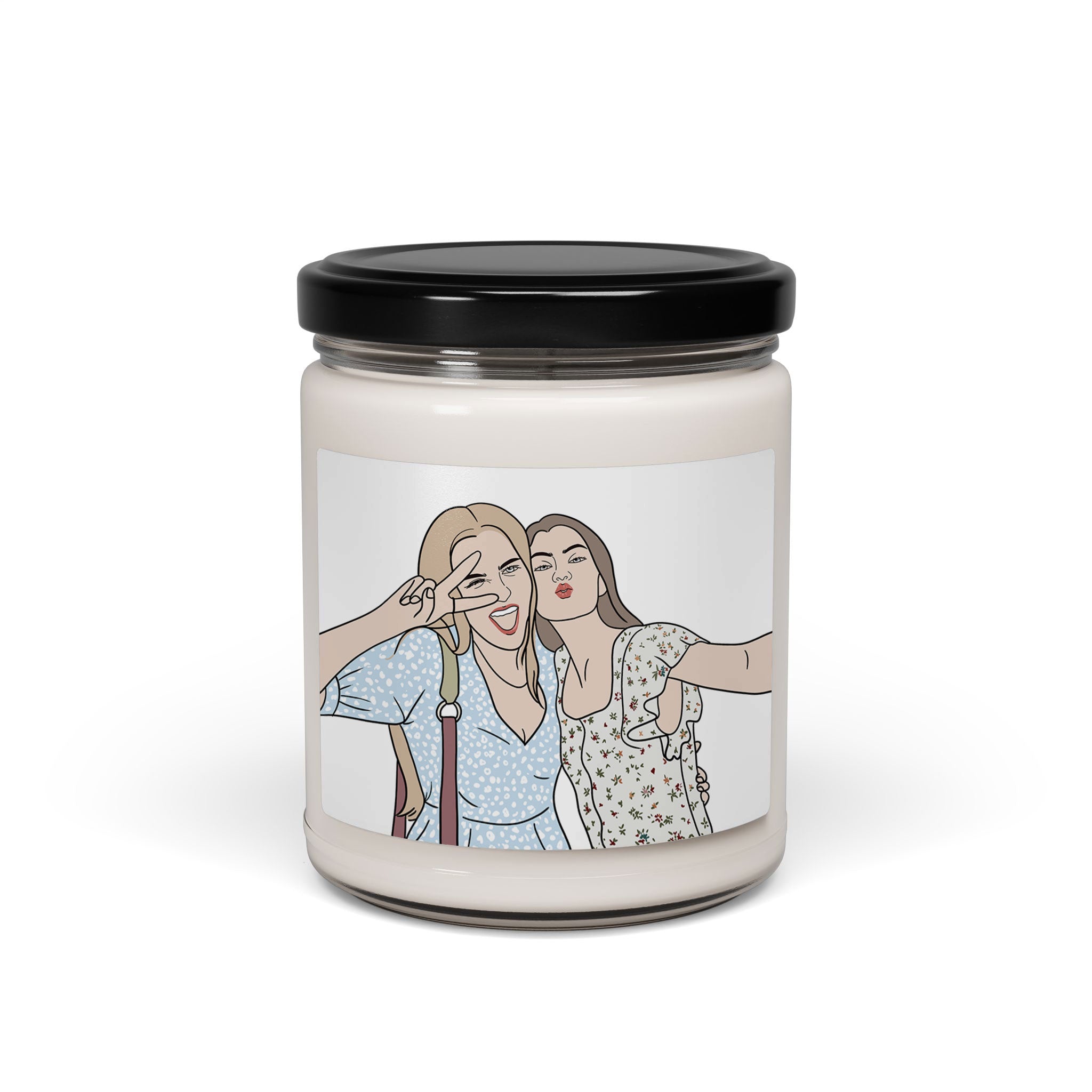 Personalized Portrait from Photo Friendship Picture 9oz. Scented Soy Candle Doodle Style Best Friends Birthday or Anniversary Gift