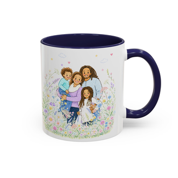 Personalized Family Photo to Crayon Doodle Accent Mug with Custom Text - 11, 15 oz