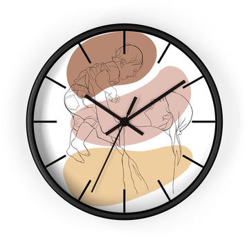 Personalized Photo to Line Art Family Portrait Wall Clock Hand-Drawn Style Family Gift