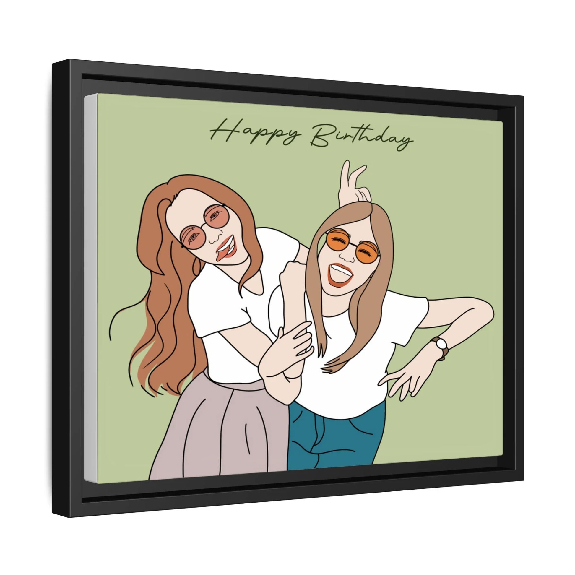 Personalized Friendship Doodle Art from Photo, Best Friends Gift, Friend Anniversary, Birthday Present Canvas-BeUnikArt