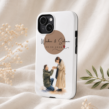 Personalized Engagement Water Color Tough Phone Case with Custom Text