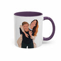 Personalized Couple Illustration Anniversary Gift, Custom Portrait from Photo on Accent Coffee Mug (11, 15oz)-BeUnikArt